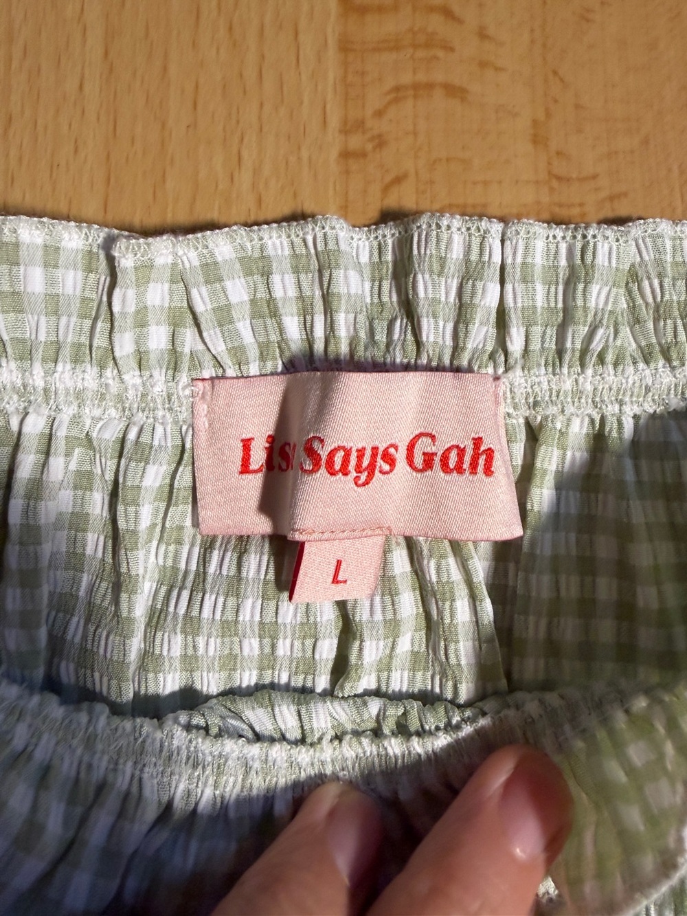 Lisa Says‎ Gah Marta Smocked Green & White Gingham Crop Top Large Festival - Picture 6 of 11